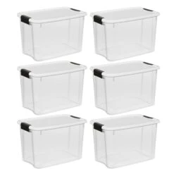 Sterilite Corporation 6-Pack Medium 7.5-Gallons (30-Quart) Clear Tote With Latching Lid | BigEasyMart.com