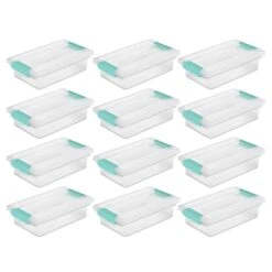 Sterilite Corporation 12-Pack Clip Boxes Small 0.47-Gallons (1.88-Quart) Clear Tote With Latching Lid | BigEasyMart.com