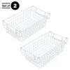 Home-Complete 2-Pack 16-in W X 5.5-in H X 9-in D White Steel Stackable Bin | BigEasyMart.com
