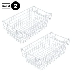 Home-Complete 2-Pack 16-in W X 5.5-in H X 9-in D White Steel Stackable Bin | BigEasyMart.com