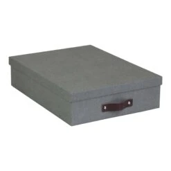 BIGSO BOX OF SWEDEN 3-Pack Oskar 10.2-in W X 3.4-in H X 13.8-in D Canvas Grey Paper Stackable Bin | BigEasyMart.com