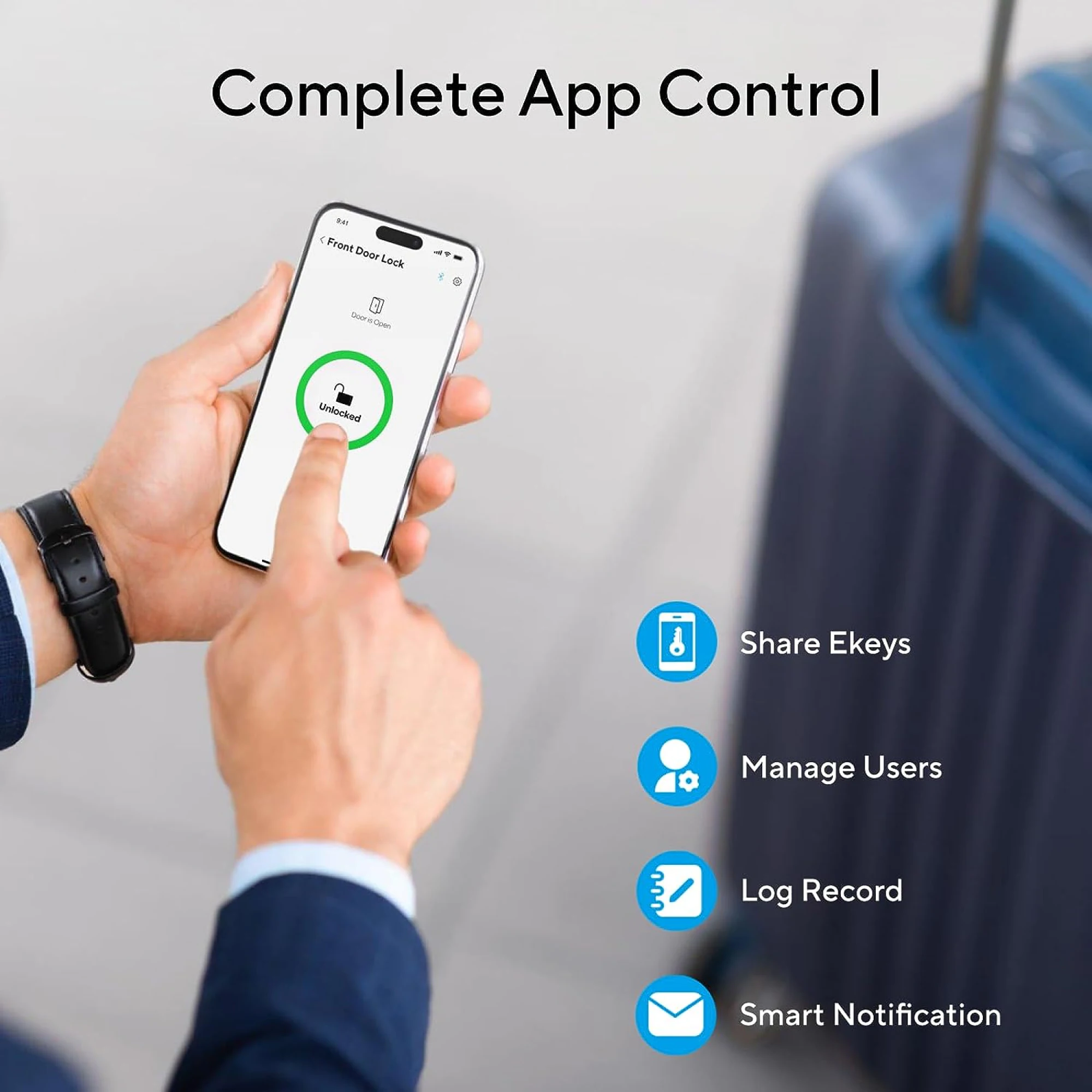 Ultraloq Modern Black Single Cylinder Deadbolt With WiFi Bridge Adapter - Grade 1 Security, Adjustable Backset, Traditional Re-Key Technology | BigEasyMart.com - Image 4