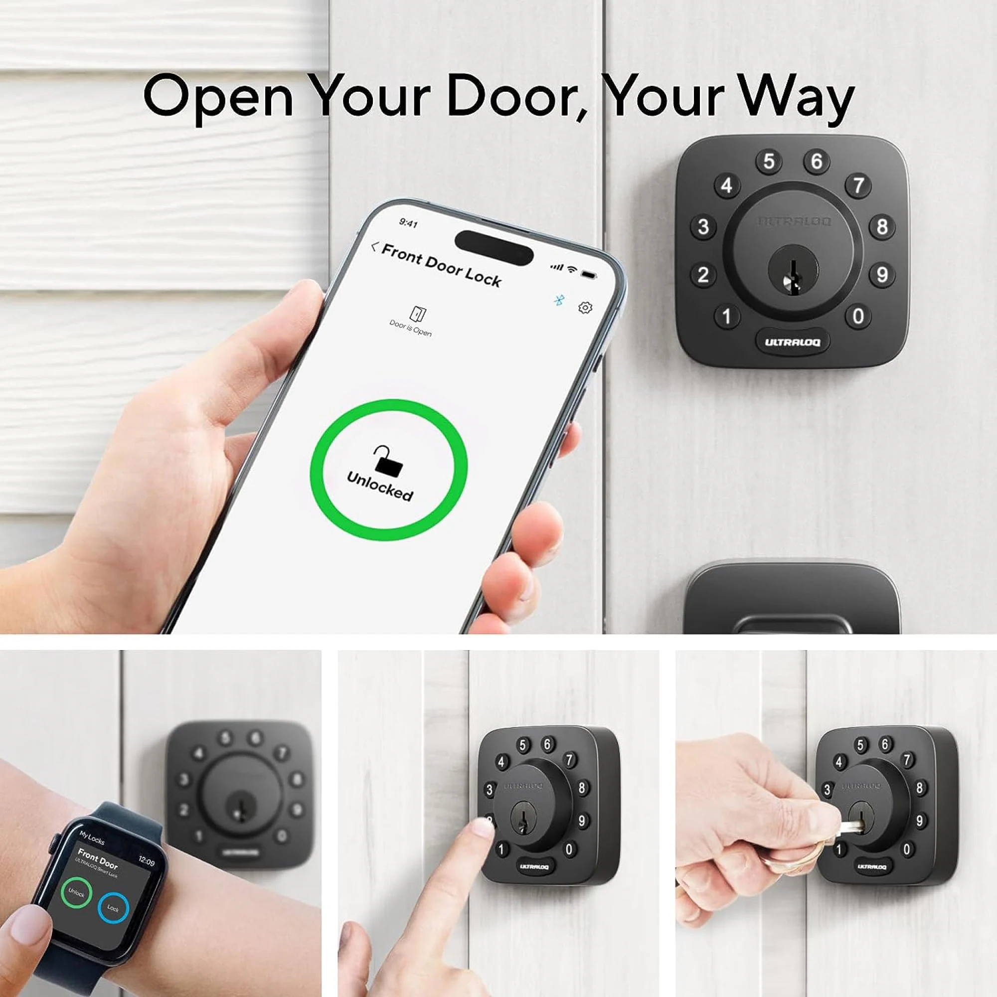 Ultraloq Modern Black Single Cylinder Deadbolt With WiFi Bridge Adapter - Grade 1 Security, Adjustable Backset, Traditional Re-Key Technology | BigEasyMart.com - Image 5