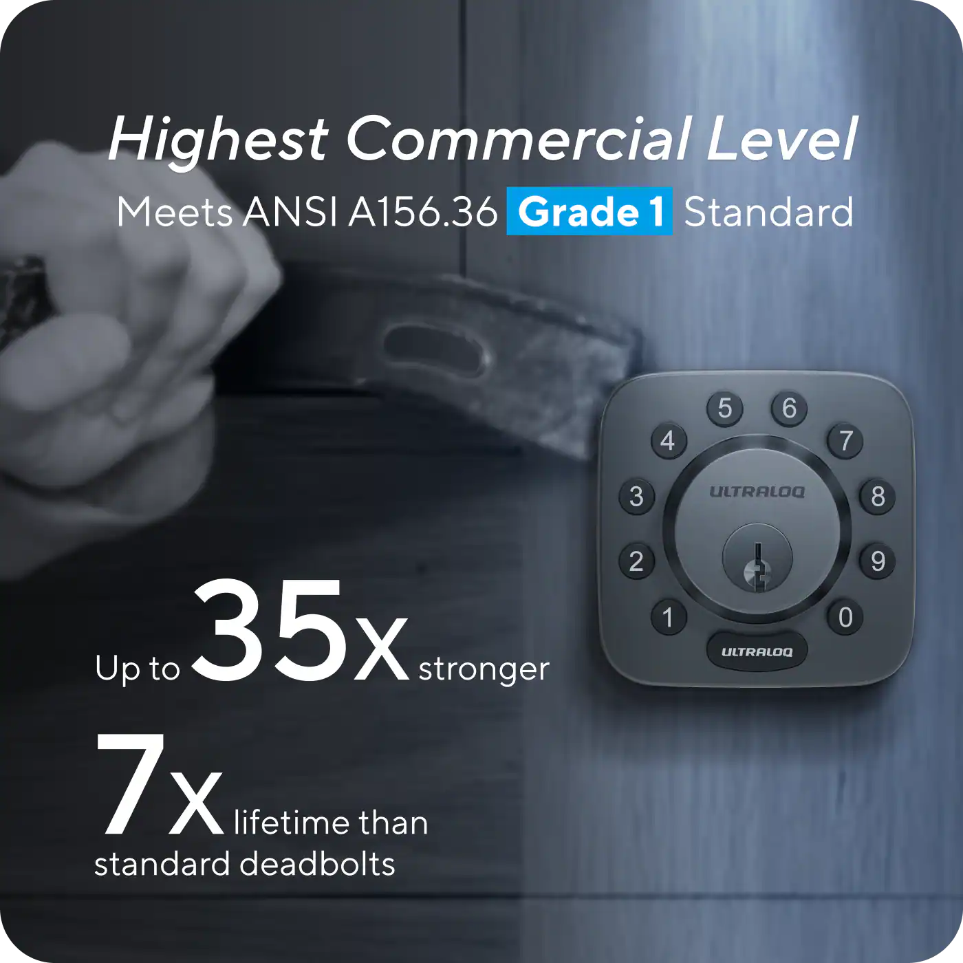 Ultraloq Modern Black Single Cylinder Deadbolt With Anti-Peep Code Pad - Grade 1 Security | BigEasyMart.com - Image 2