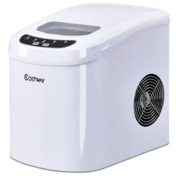 Costway White Portable Compact Electric Ice Maker Machine Mini Cube 26lb/Day | BigEasyMart.com