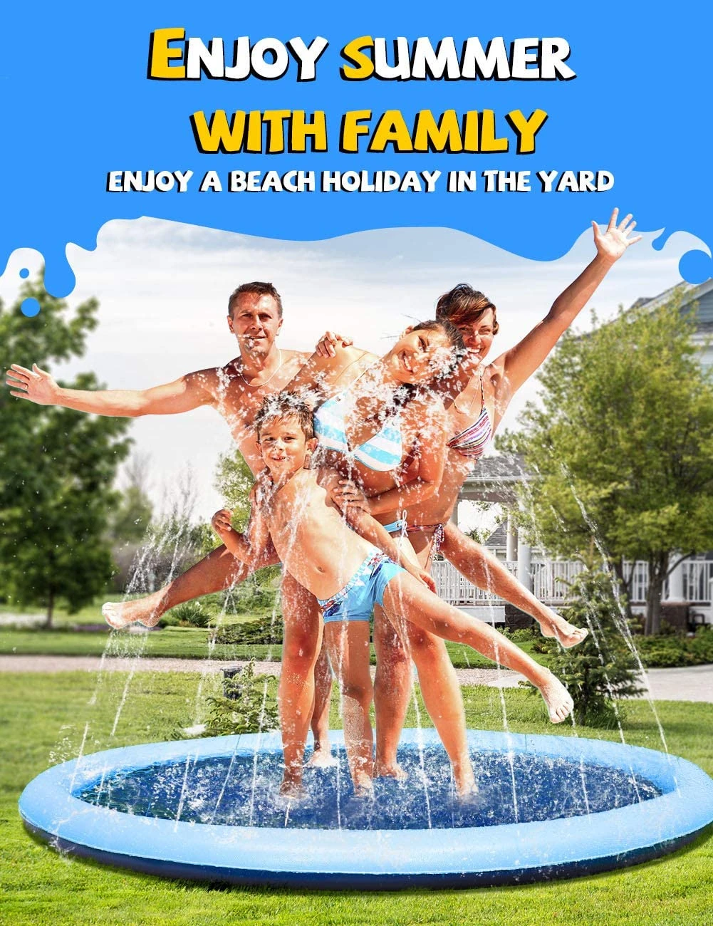VISTOP Non-Slip Splash Pad For Kids And Dog, Thicken Sprinkler Pool Summer Outdoor Water Toys | BigEasyMart.com - Image 7