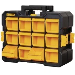 DeWalt 4.2 In. W X 13.5 In. H Flip Bin Storage Organizer Plastic 12 Compartments Yellow | BigEasyMart.com