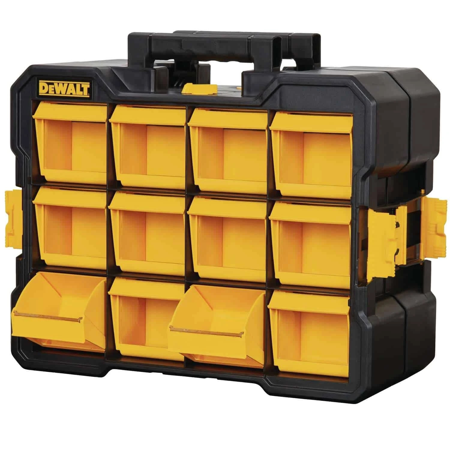DeWalt 4.2 In. W X 13.5 In. H Flip Bin Storage Organizer Plastic 12 Compartments Yellow | BigEasyMart.com