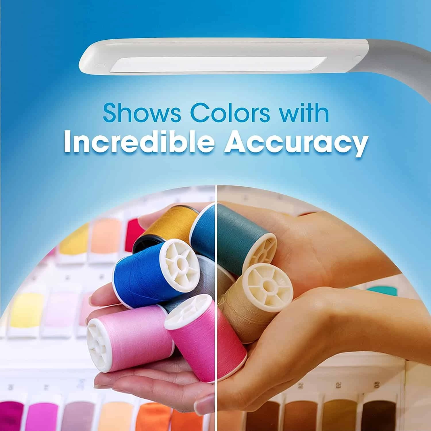 OttLite Cool Breeze LED Lamp With Bladeless Fan Desktop, Table Or Nightstand Lamp For Studying Or Reading - White | BigEasyMart.com - Image 2