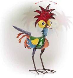 Alpine Corporation 18" Tall Indoor/Outdoor Wacky Metal Rooster Yard Statue Decoration | BigEasyMart.com