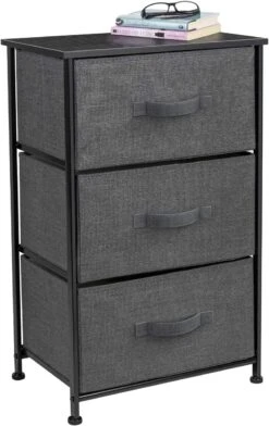 Sorbus Nightstand With 3 Drawers - Bedside Furniture & Accent End Table Storage Tower For Home, (Black/Charcoal) | BigEasyMart.com