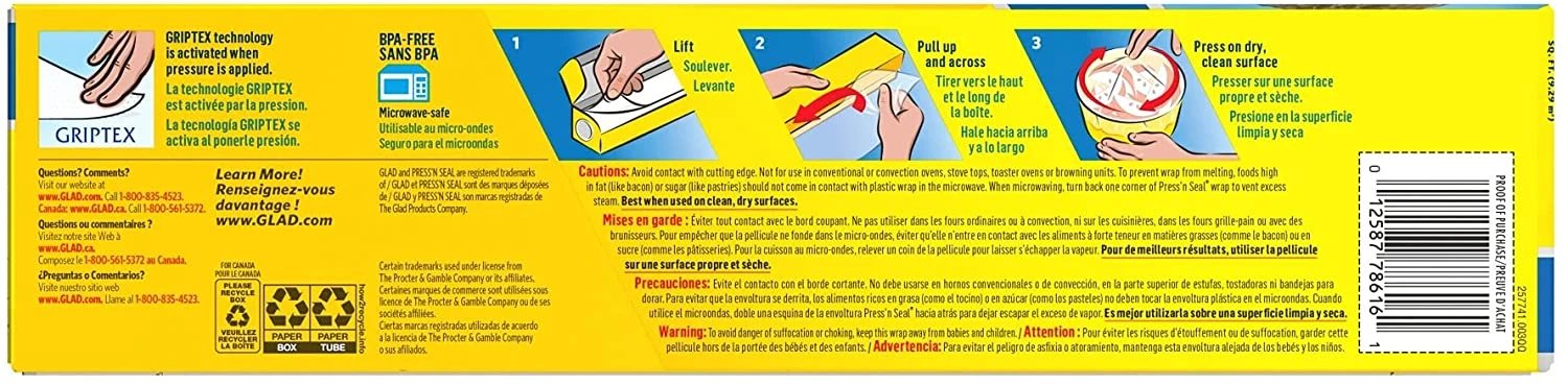 Glad Press'n Seal Plastic Food Wrap - 100 Square Foot Roll (Pack Of 3) | BigEasyMart.com - Image 3