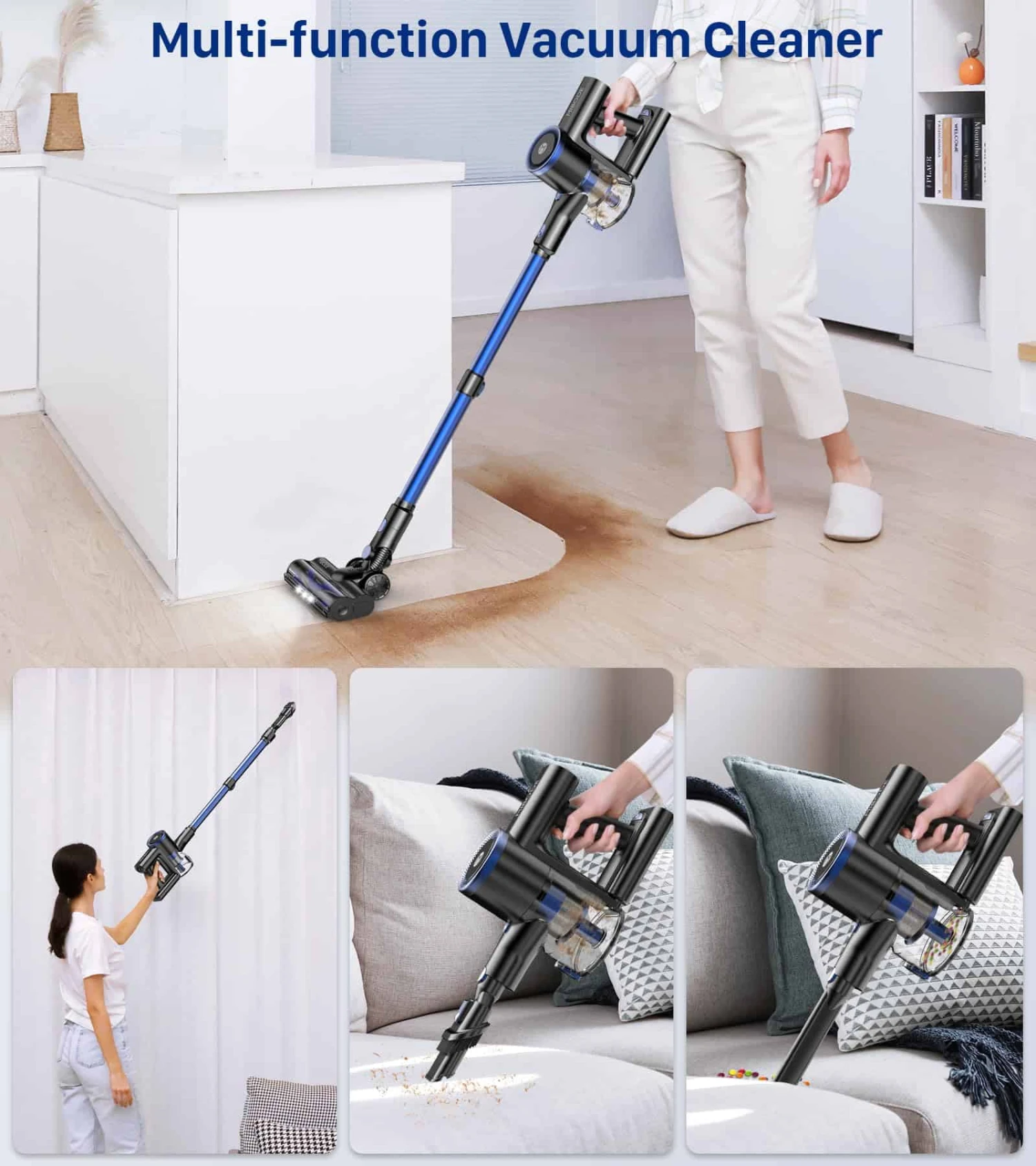 MIBODE Cordless Vacuum Cleaner, Powerful Stick Vacuum With 3 Suction Modes, Max 45Mins Runtime Rechargeable Vacuum | BigEasyMart.com - Image 3