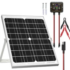 SOLPERK Solar Panel Kit 20W 12V, Solar Battery Trickle Charger Maintainer, Upgrade Controller, Adjustable Mount Bracket | BigEasyMart.com
