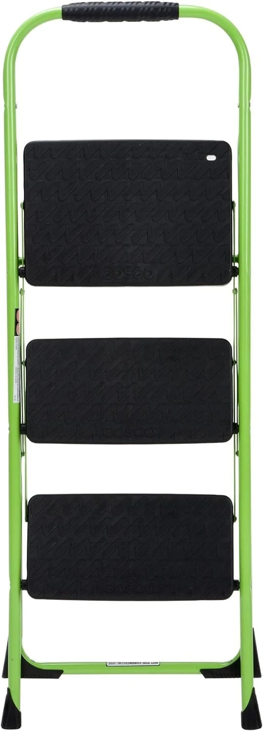 Cosco 11408GNF1E, Green Three Big Folding Step Stool With Rubber Hand Grip | BigEasyMart.com - Image 2