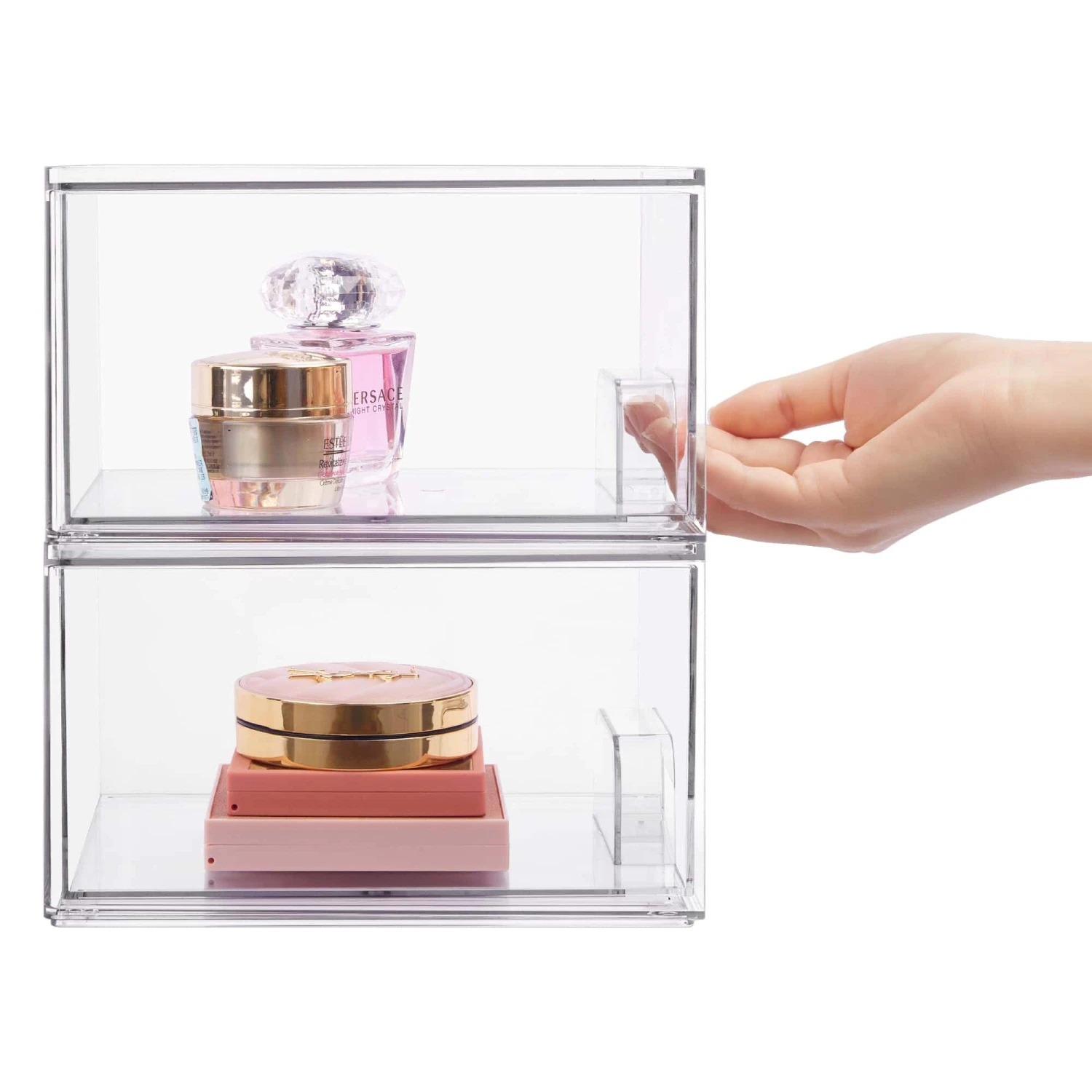 Vtopmart 4 Pack Clear Stackable Storage Drawers, 4.4'' Tall Acrylic Bathroom Makeup Organizer | BigEasyMart.com - Image 4