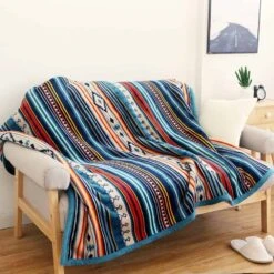 UKELER Bohemian Sherpa Throw 80'' X 60''- Soft Plush Flannel Boho Throw Blankets For Bed/Couch/Sofa/Office/Camping | BigEasyMart.com
