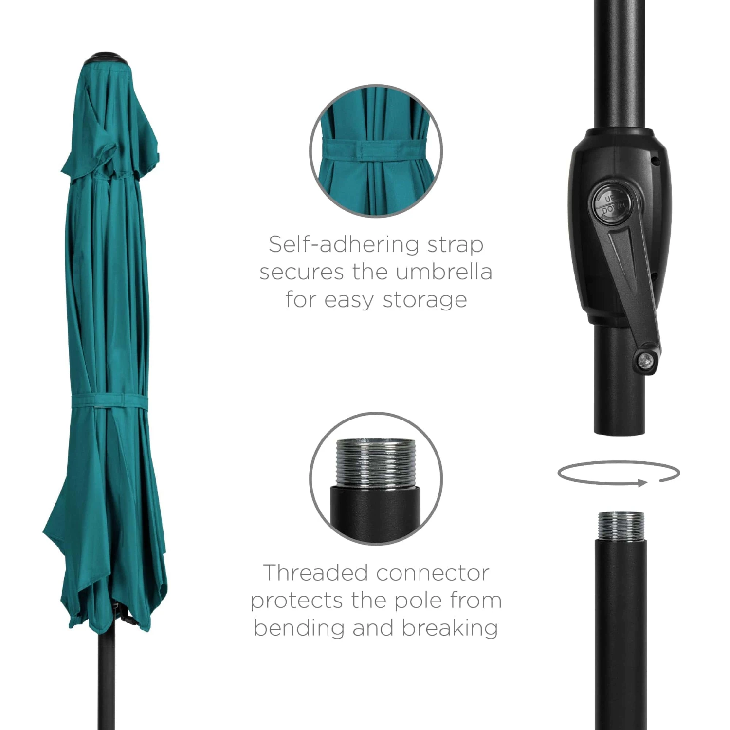 Best Choice Products 7.5ft Heavy-Duty Round Outdoor Market Table Patio Umbrella W/Steel Pole - Cerulean | BigEasyMart.com - Image 3