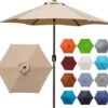 Blissun 7.5 Ft Patio Umbrella, Yard Umbrella Push Button Tilt Crank (Tan) | BigEasyMart.com