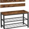 HOOBRO Shoe Bench Set, Entryway Shoe Rack With Coat Hooks, Hall Tree Coat Rack, Mud Room Bench, Rustic Brown BF07MT01 | BigEasyMart.com