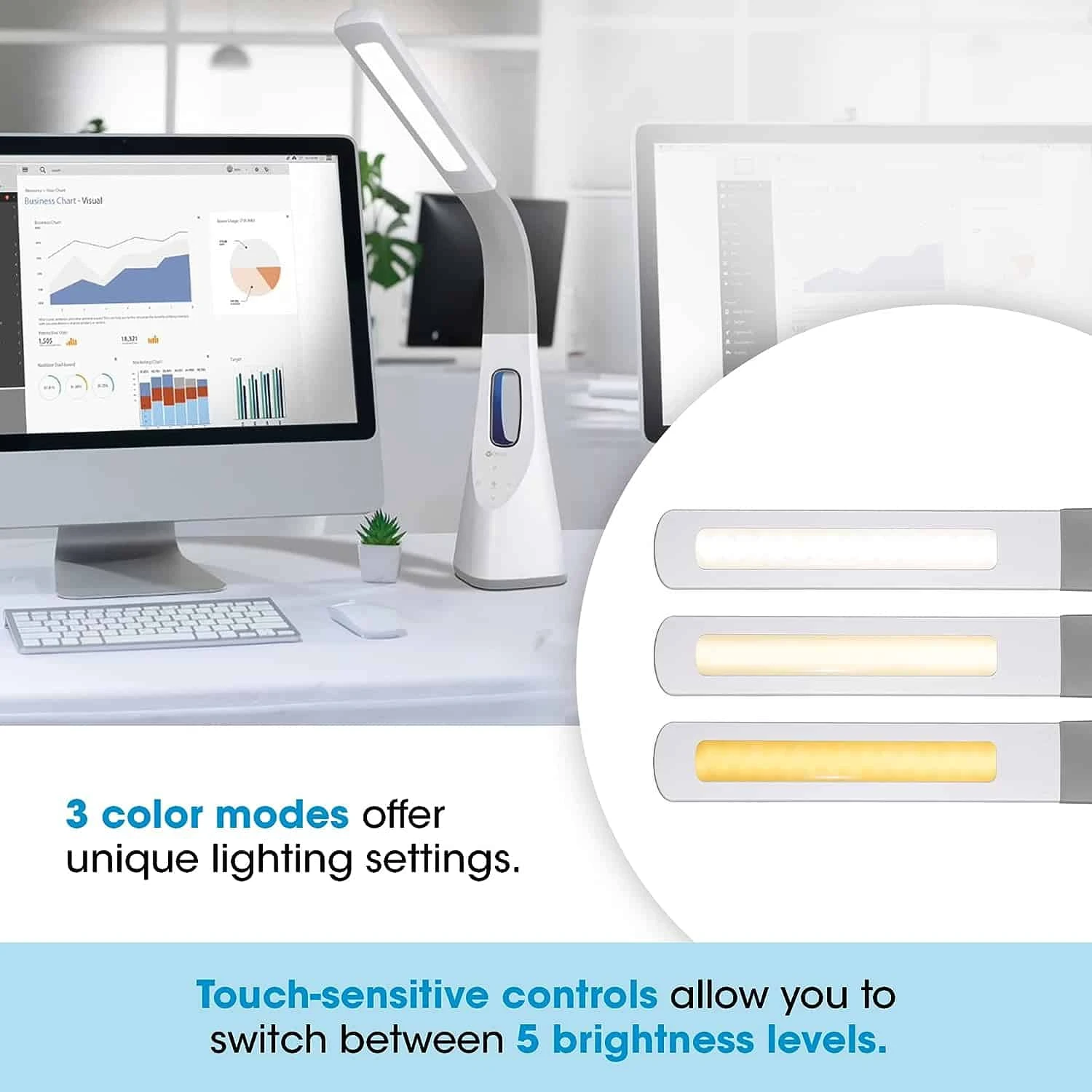 OttLite Cool Breeze LED Lamp With Bladeless Fan Desktop, Table Or Nightstand Lamp For Studying Or Reading - White | BigEasyMart.com - Image 5