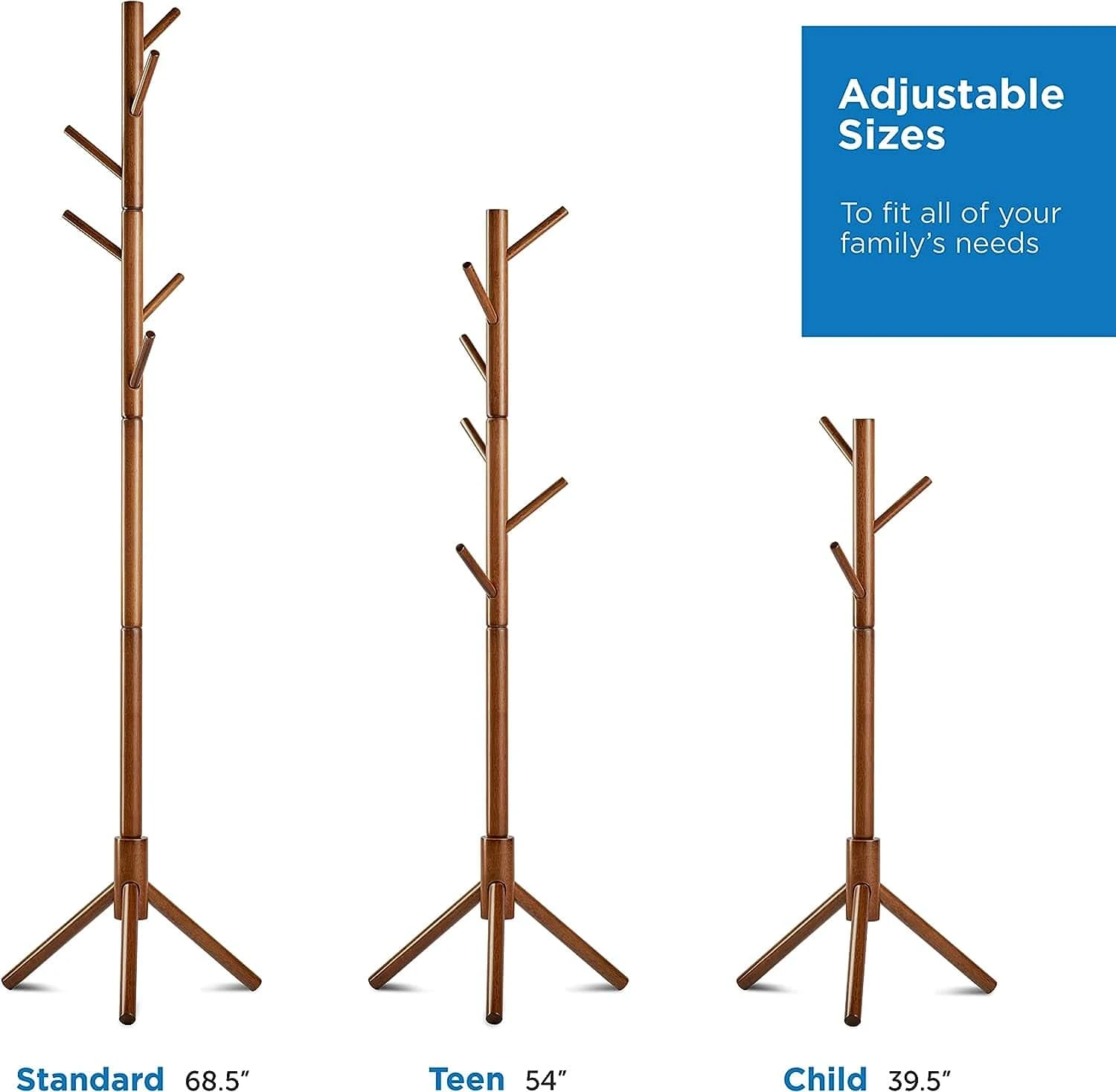 MELDEVO Wooden Tree Coat Rack Stand, 6 Hooks | BigEasyMart.com - Image 3
