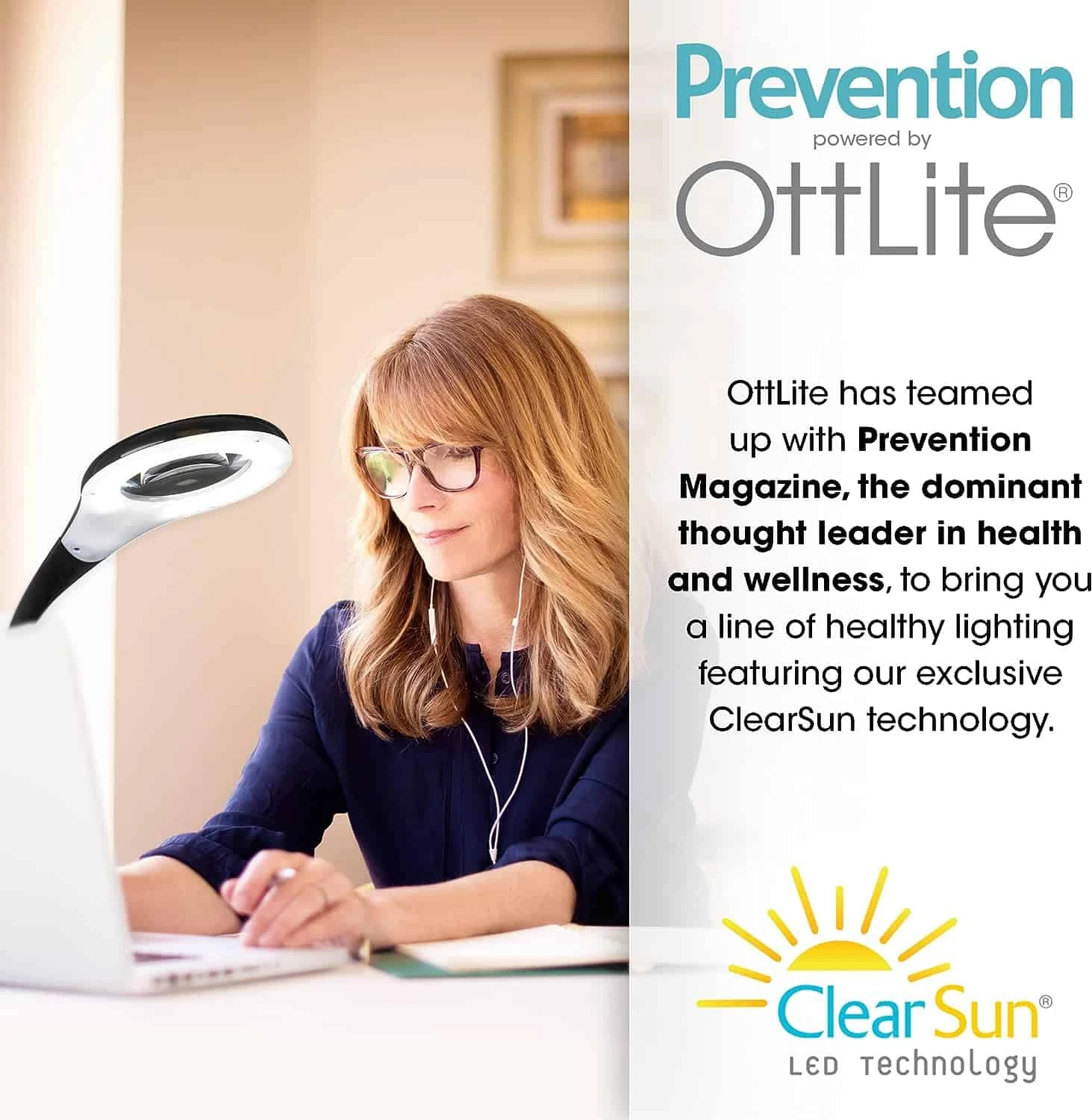 OttLite LED Desk Lamp With Adjustable Magnifier, Prevention Series - Designed To Reduce Eyestrain | BigEasyMart.com - Image 4