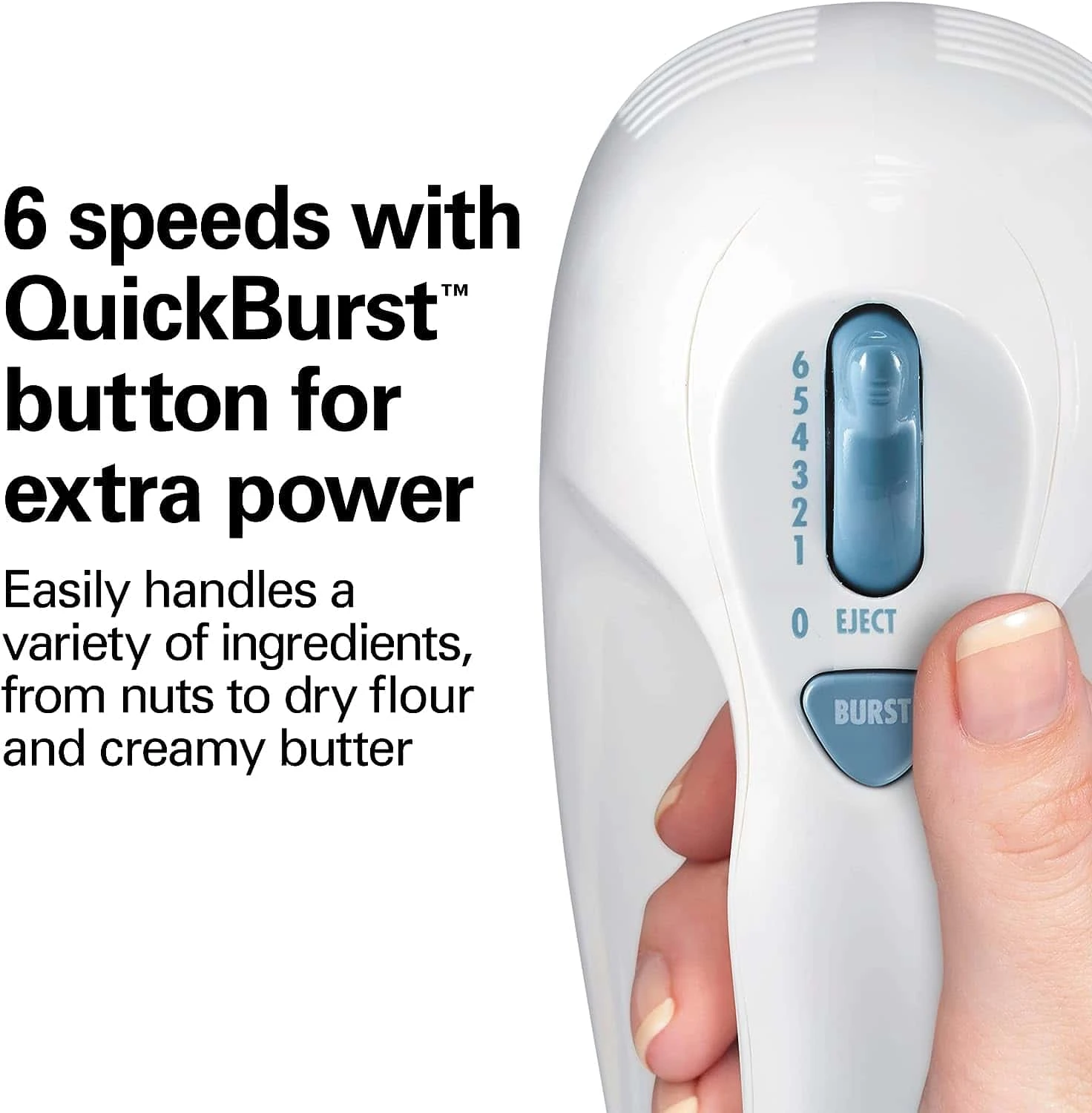 Hamilton Beach 6-Speed Electric Hand Mixer With Whisk, Traditional Beaters, Snap-On Storage Case, White | BigEasyMart.com - Image 3