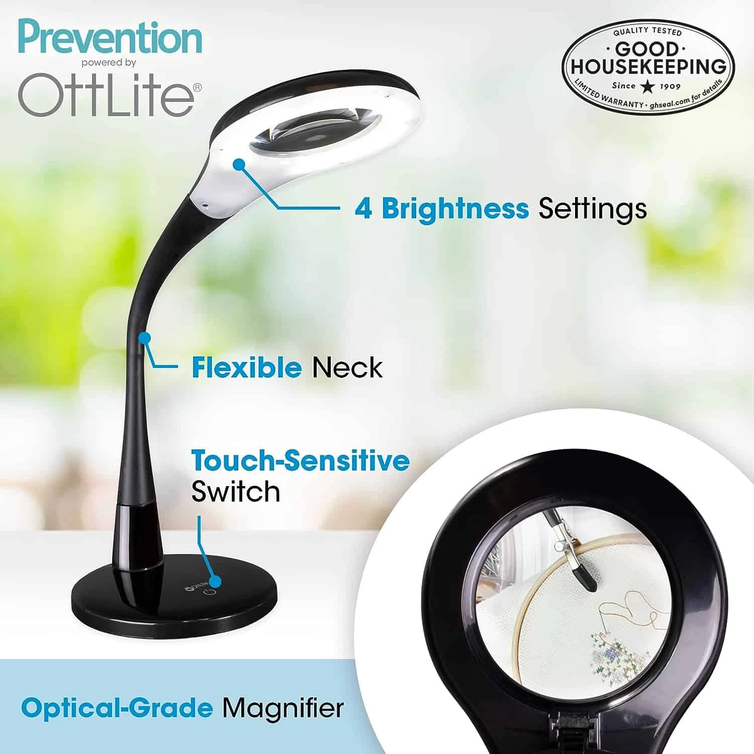 OttLite LED Desk Lamp With Adjustable Magnifier, Prevention Series - Designed To Reduce Eyestrain | BigEasyMart.com - Image 8