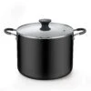 Cook N Home Nonstick Stockpot With Lid 10.5-Qt, Deep Cooking Pot Cookware Canning Stock Pot With Glass Lid, Black | BigEasyMart.com