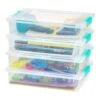 IRIS USA 6 Quart Large Clip Box, 4 Pack, Clear Plastic Storage Container Bins With Latching Lids | BigEasyMart.com