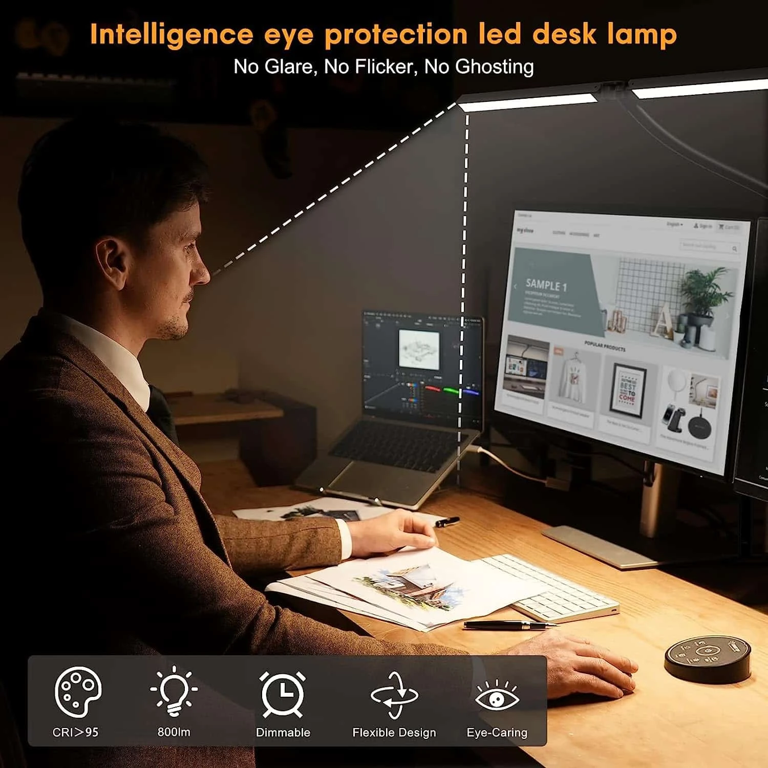 Pzloz Led Desk Lamp For Office Home - Eye Caring Architect Lamp With Clamp | BigEasyMart.com - Image 4