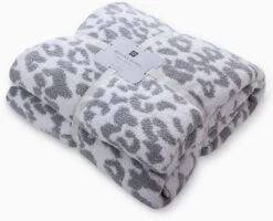 MH MYLUNE HOME Ultra Soft Micro Plush White Grey Leopard Blanket (51x63 Inches) | BigEasyMart.com