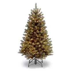 National Tree Company Pre-Lit Artificial Full Christmas Tree, Green, North Valley Spruce, White Lights, Includes Stand, 4.5 Feet | BigEasyMart.com