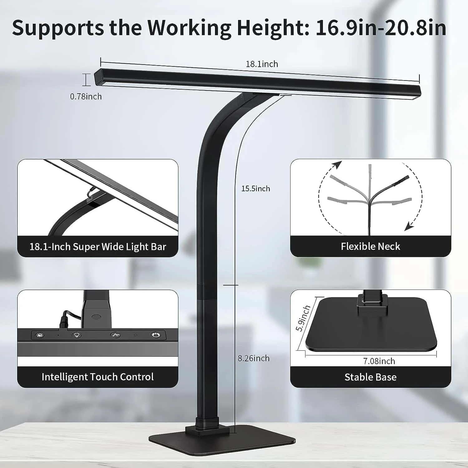 EppieBasic Led Desk Lamp, Architect Desk Lamps For Home Office - Black | BigEasyMart.com - Image 5