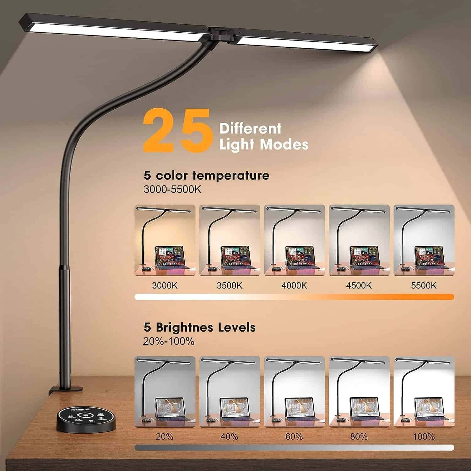 Pzloz Led Desk Lamp For Office Home - Eye Caring Architect Lamp With Clamp | BigEasyMart.com - Image 5