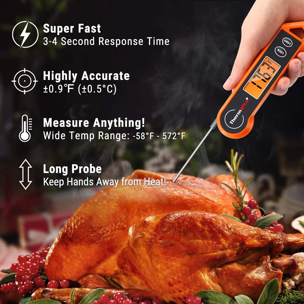 ThermoPro TP19H Digital Meat Thermometer For Cooking With Ambidextrous Backlit And Motion Sensing, Bright-orange | BigEasyMart.com - Image 9