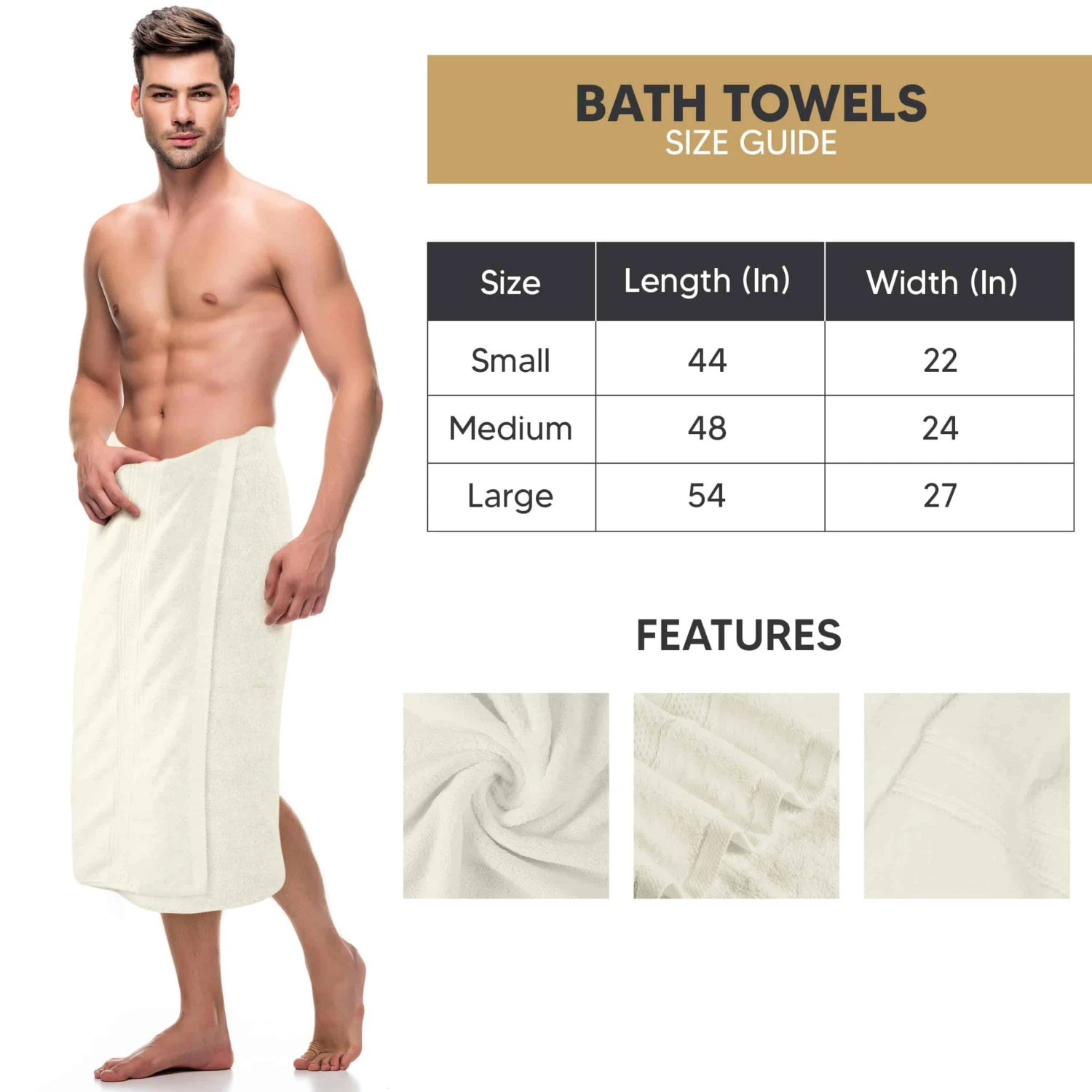 Utopia Towels 4 Pack Premium Bath Towels Set, 27 X 54 Inches, Ivory | BigEasyMart.com - Image 8