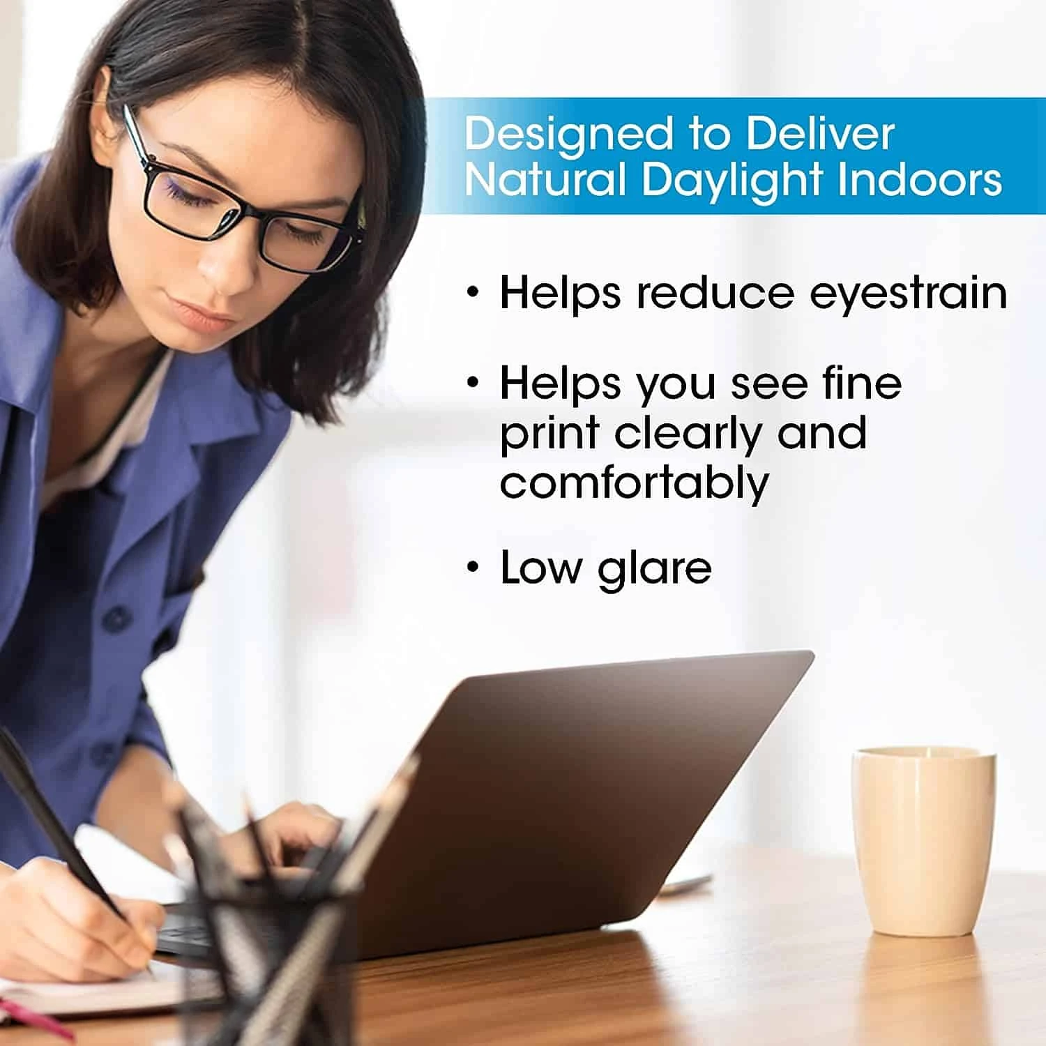 OttLite Cool Breeze LED Lamp With Bladeless Fan Desktop, Table Or Nightstand Lamp For Studying Or Reading - White | BigEasyMart.com - Image 4