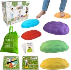 Hapinest Turtle Steps Balance Stepping Stones Obstacle Course Coordination Game For Kids And Family - Indoor Or Outdoor Sensory Play Equipment Toys Toddler Ages 3 4 5 6 7 8 Years And Up | BigEasyMart.com