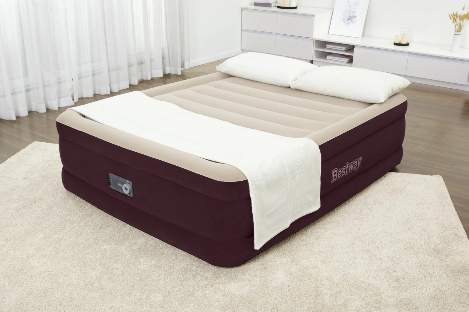 Bestway Maroon 20" Queen Air Mattress With Built-in Pump | BigEasyMart.com - Image 6