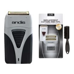 Andis ProFoil Lithium Plus Titanium Foil Shaver With Bonus Replacement Foil Assembly And Inner Cutters And A BeauWis Blade Brush | BigEasyMart.com