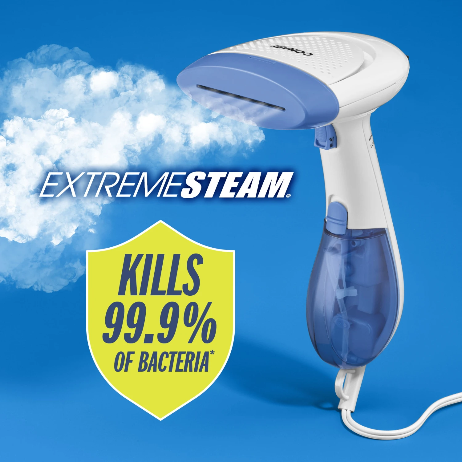 Conair ExtremeSteam Hand Held Fabric Steamer With Dual Heat, White/Blue, Model GS237X | BigEasyMart.com - Image 6