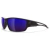 Edge Eyewear Kazbek Polarized Wraparound Safety Glasses Blue Mirror Lens Black Frame 1 Pc | BigEasyMart.com