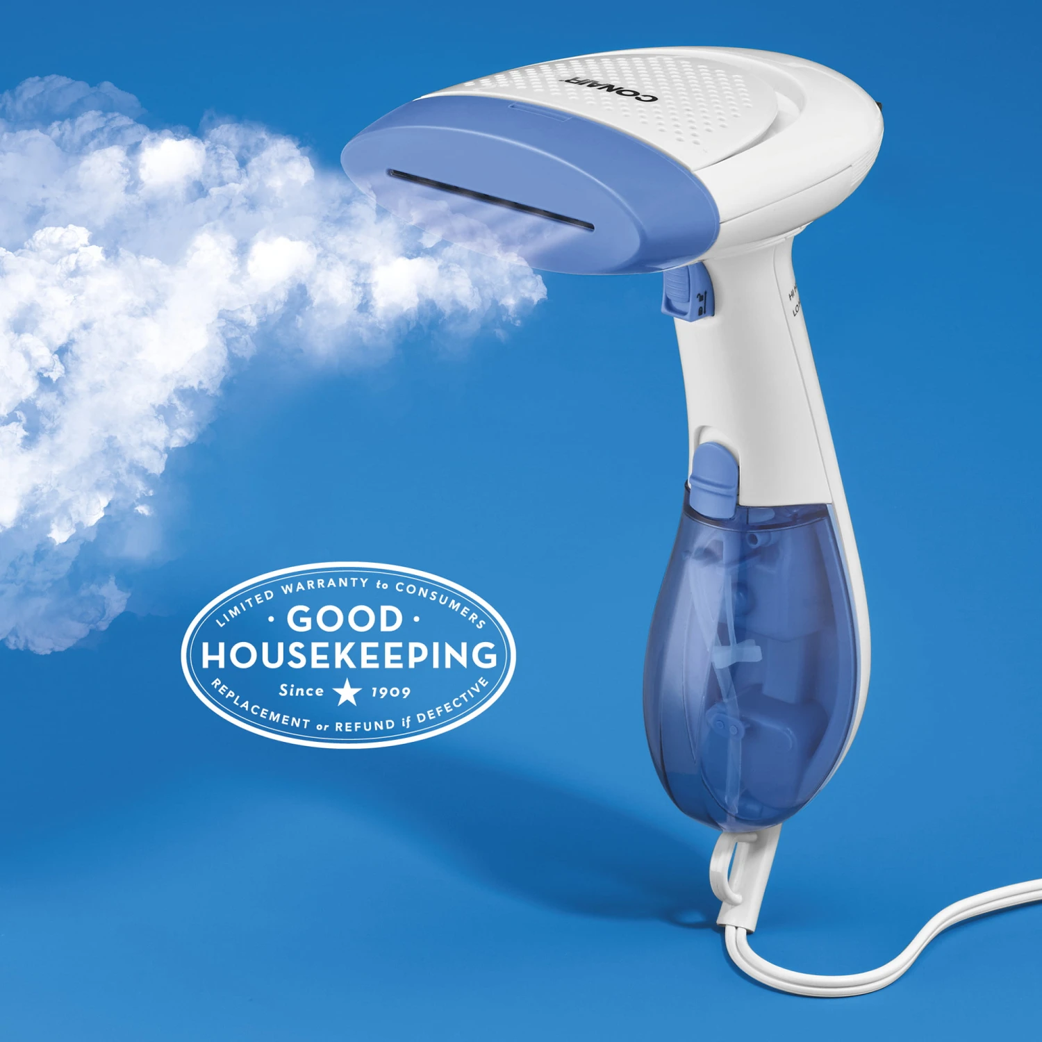 Conair ExtremeSteam Hand Held Fabric Steamer With Dual Heat, White/Blue, Model GS237X | BigEasyMart.com - Image 3