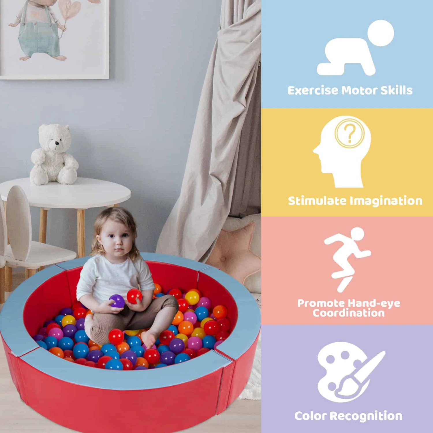 Polar Aurora Round Foam Ball Pit Round Ocean Ball Pool For Baby Kids Soft Children Toddler 44'' X 10'' | BigEasyMart.com - Image 4