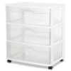 Sterilite Wide 3 Drawer Cart White | BigEasyMart.com