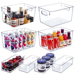 Set Of 8 Clear Plastic Storage Bins, 4 Large And 4 Small Stackable Storage Containers | BigEasyMart.com