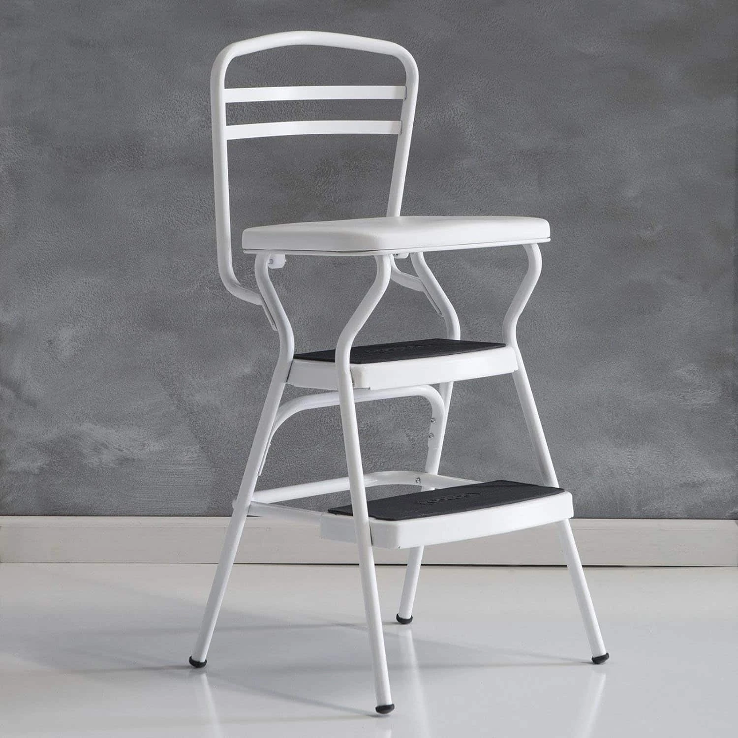 Cosco White Retro Counter Chair / Step Stool With Lift-up Seat | BigEasyMart.com - Image 3