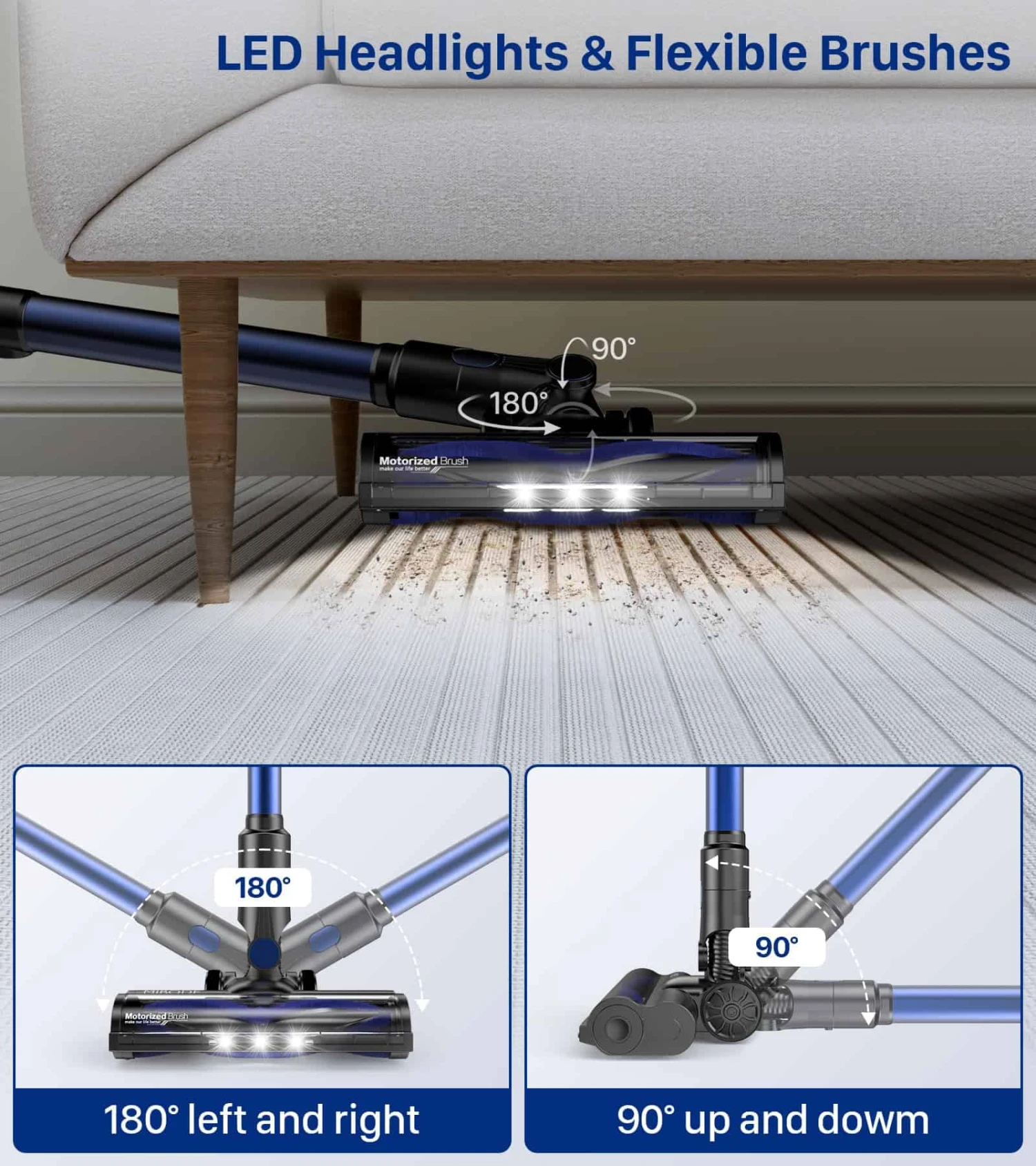 MIBODE Cordless Vacuum Cleaner, Powerful Stick Vacuum With 3 Suction Modes, Max 45Mins Runtime Rechargeable Vacuum | BigEasyMart.com - Image 4